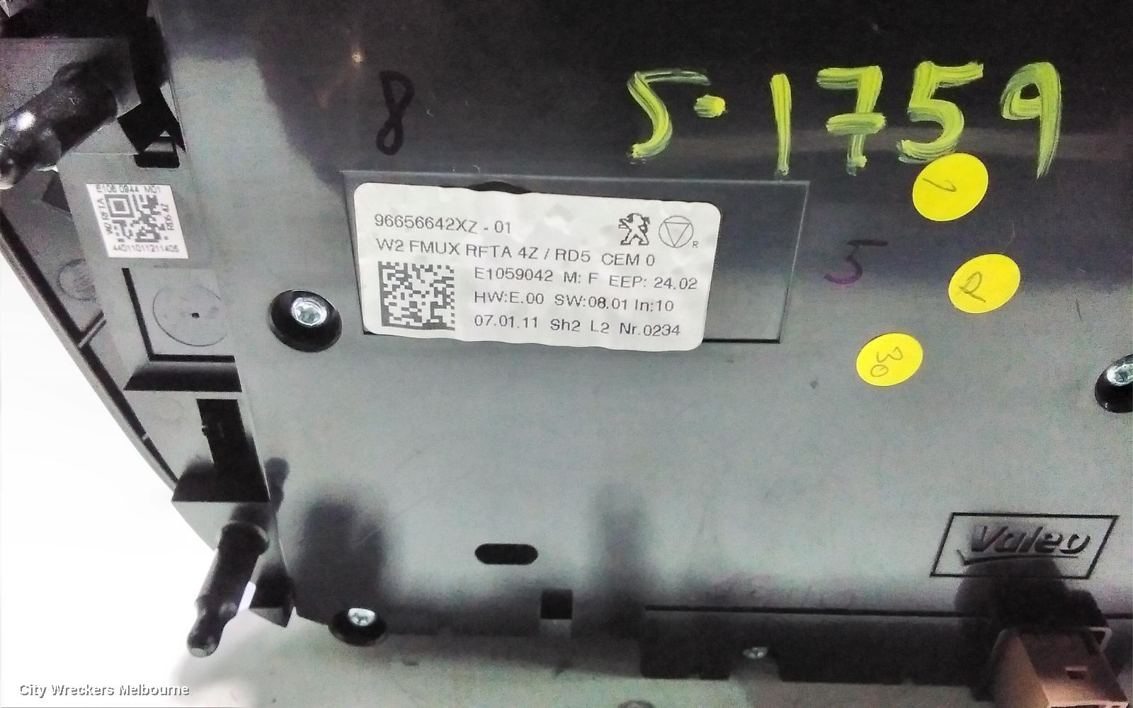 PEUGEOT 508 RADIO/CD/DVD/SAT/TV, DISPLAY UNIT, NON SAT NAV TYPE, 07/2011 - 12/2014