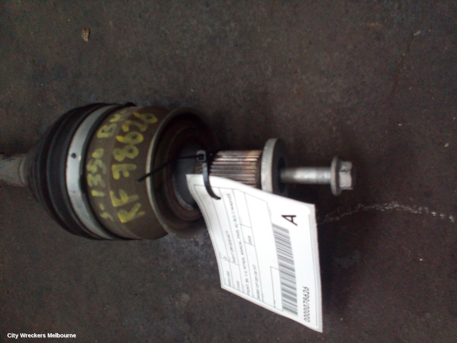MAZDA 3 RIGHT DRIVESHAFT, FRONT, BK, 2.0, PETROL, MANUAL, FWD, W/ BOLT/WASHER TYPE, 10/2003 - 06/2006