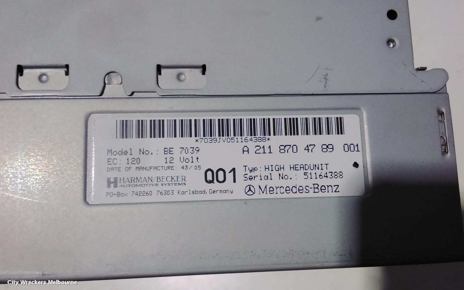 MERCEDES E CLASS RADIO/CD/DVD/SAT/TV, NAVIGATION DVD DRIVE UNIT, W211/S211, 08/2002 - 12/2009