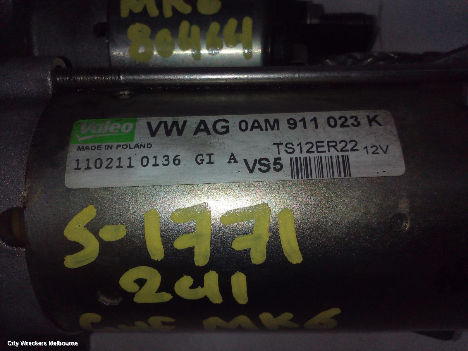 VOLKSWAGEN GOLF STARTER, PETROL, 1.4, GEN 6, 12/2008 - 01/2016