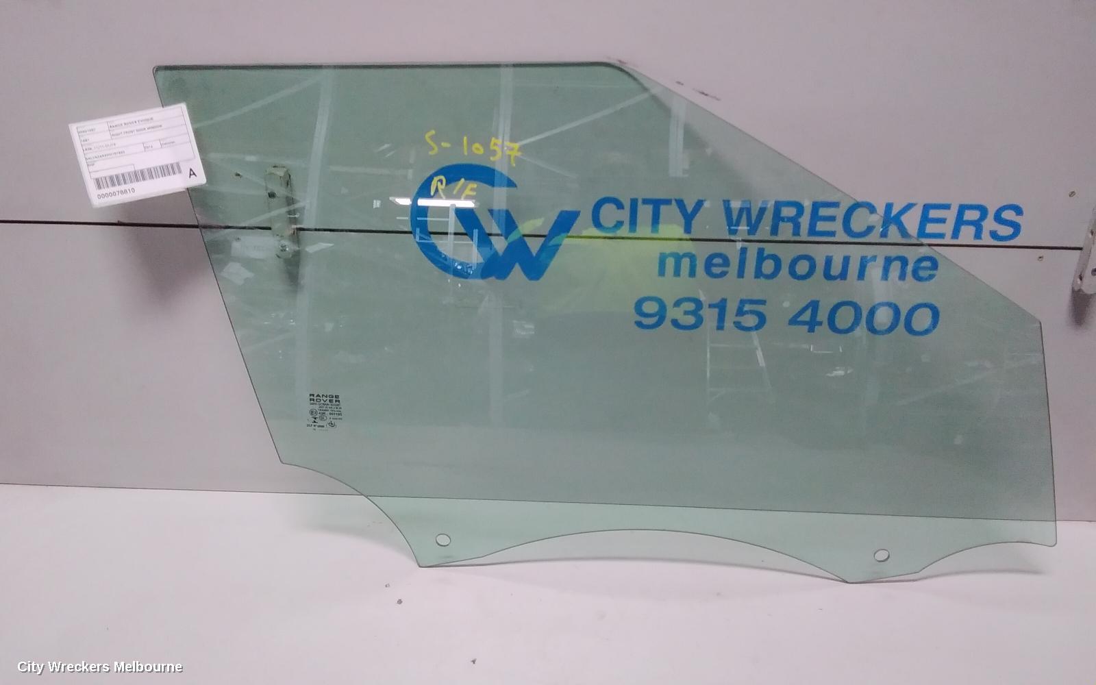 LAND ROVER RANGEROVER EVOQUE RIGHT FRONT DOOR WINDOW, L538, 11/2011 - 01/2019