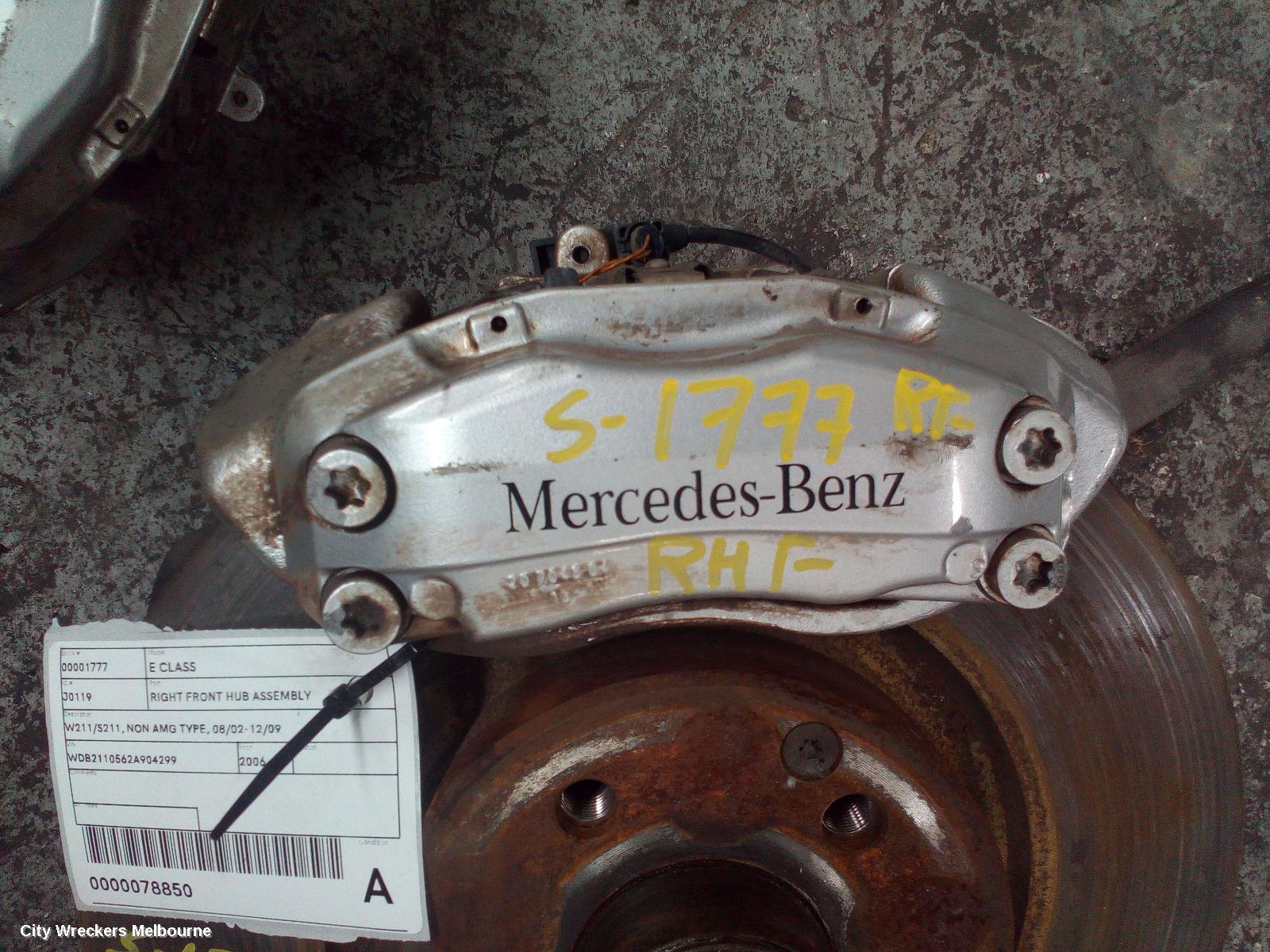 MERCEDES E CLASS RIGHT FRONT HUB ASSEMBLY, W211/S211, NON AMG TYPE, 08/2002 - 12/2009