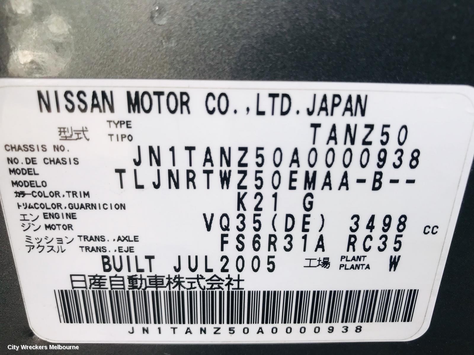NISSAN MURANO BONNET, Z50, 05/2002 - 12/2008