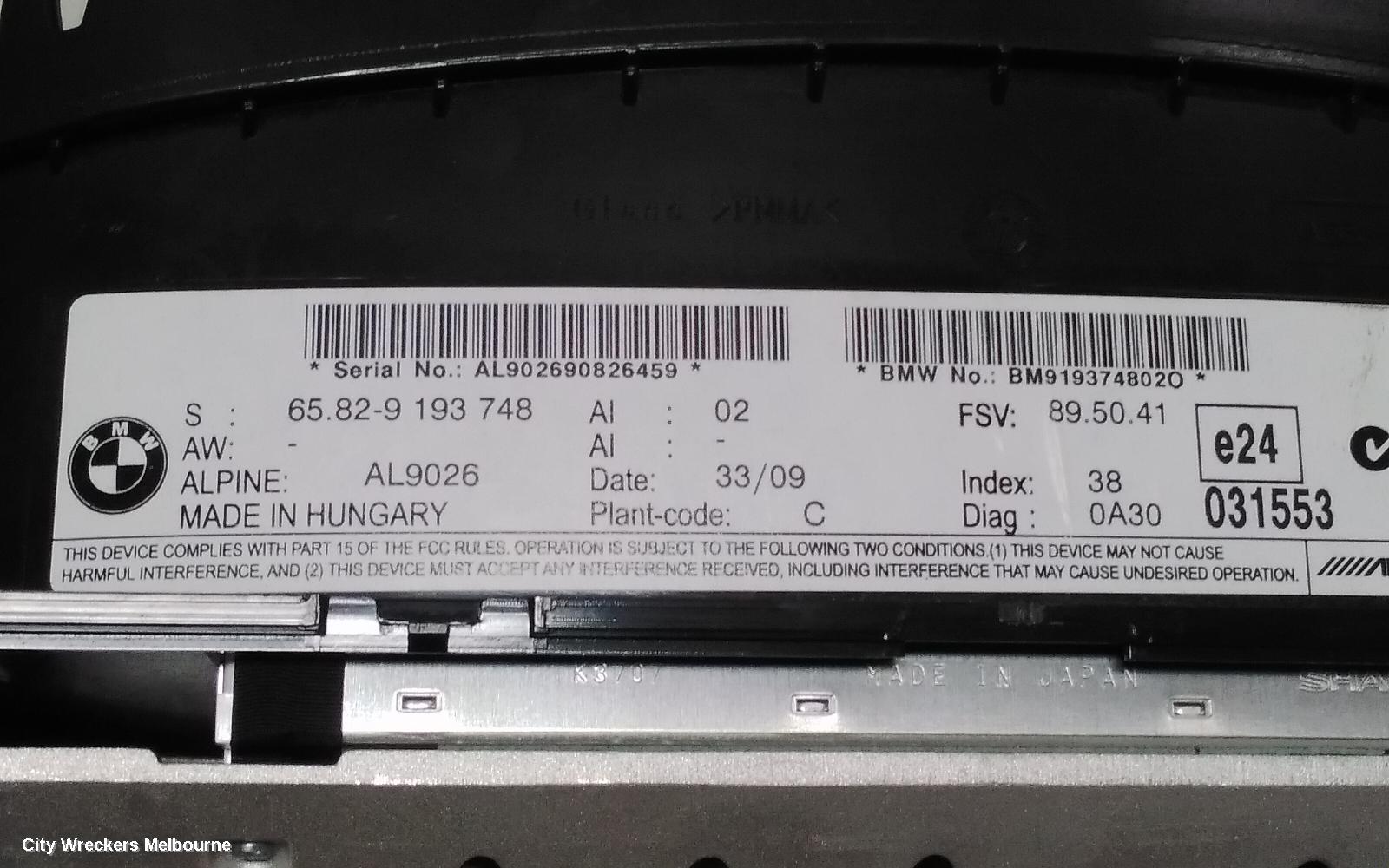 BMW 3 SERIES RADIO/CD/DVD/SAT/TV, HEAD UNIT, M-ASK II AUDIO SYSTEM CONTROLLER NAVIGATION, E90/E91/E92/E93, 03/2007 - 09/2013