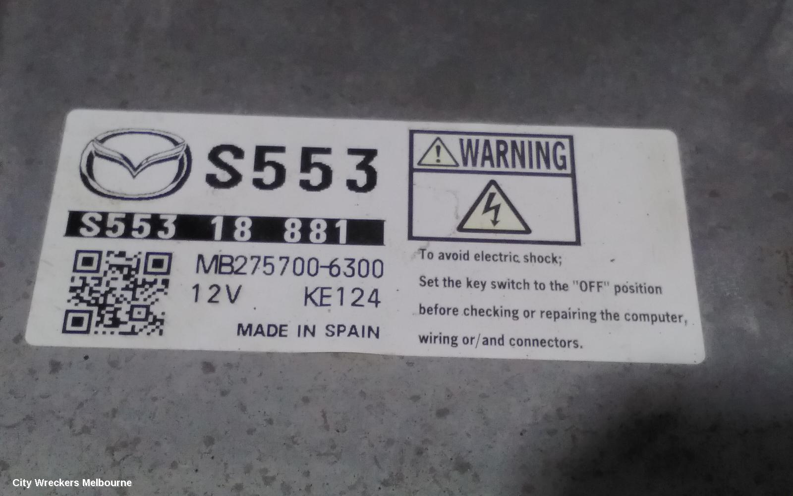 MAZDA CX3 ECU, ENGINE ECU, 2.0, PETROL, SKYACTIV-G, ECU ONLY, DK, 03/2015 ONWARDS