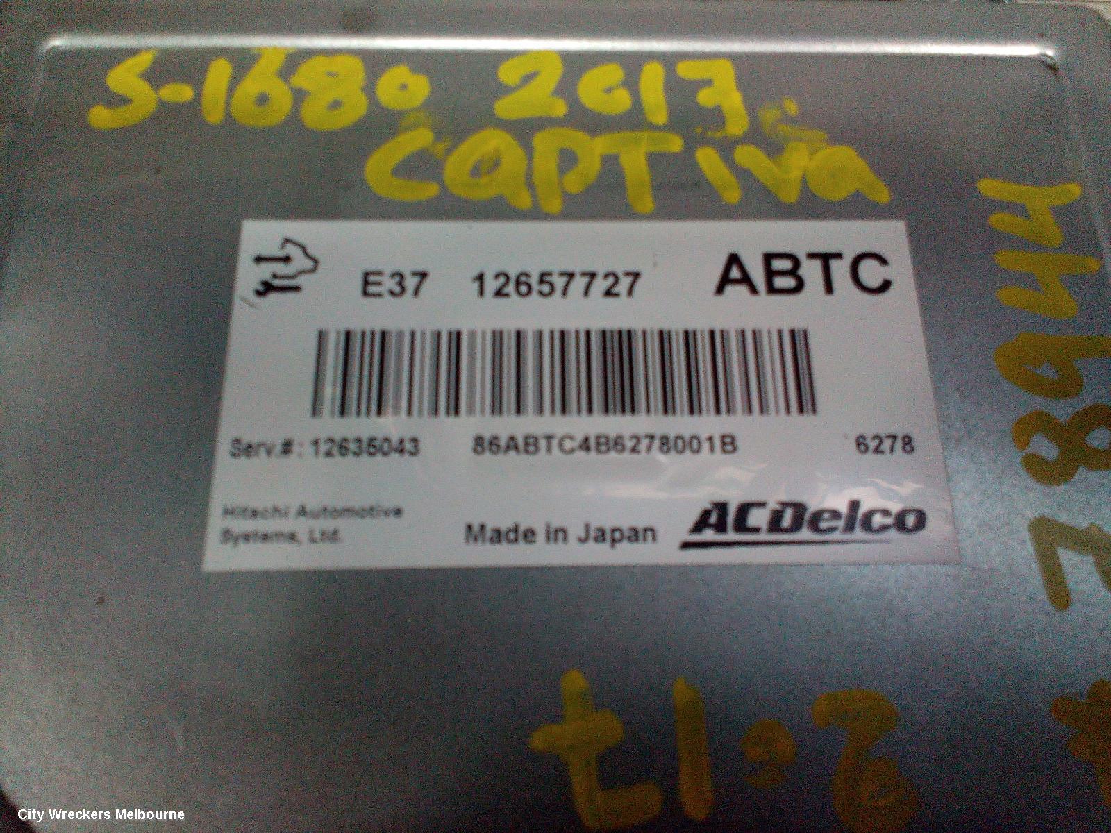 HOLDEN CAPTIVA ECU, ENGINE ECU, 2.4, PETROL, AUTO T/M, P/N 12657727, ECU ONLY, CG, 01/2011 - 06/2018
