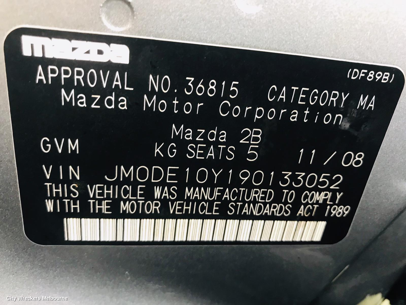 MAZDA 2 LEFT FRONT LOWER CONTROL ARM, DE SERIES, 09/2007 - 09/2014