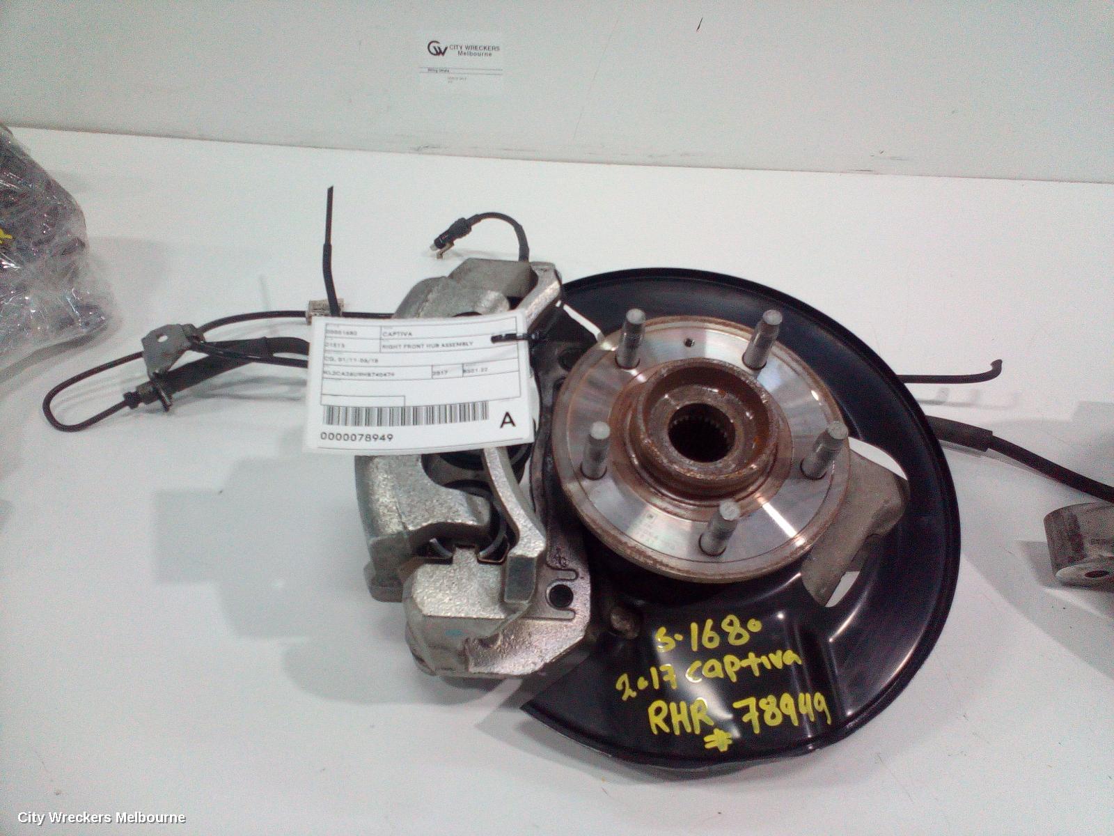 HOLDEN CAPTIVA RIGHT FRONT HUB ASSEMBLY, CG, 01/2011 - 06/2018