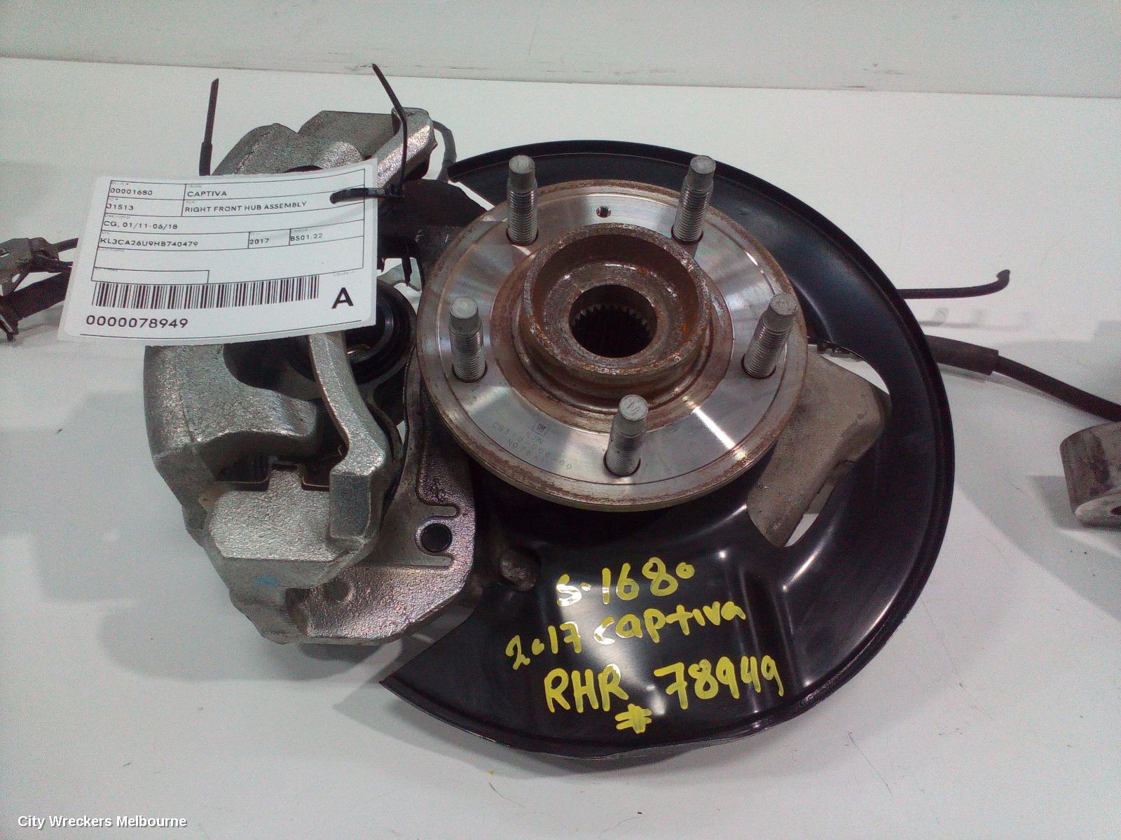 HOLDEN CAPTIVA RIGHT FRONT HUB ASSEMBLY, CG, 01/2011 - 06/2018