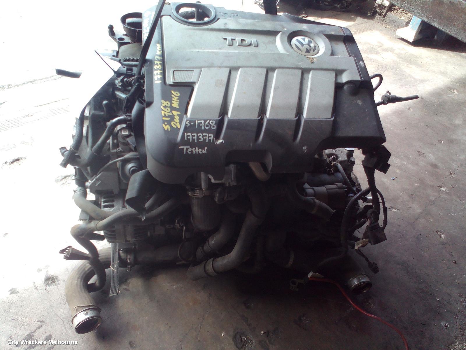 VOLKSWAGEN GOLF ENGINE, DIESEL, 2.0, TURBO, GEN 6, CBAB CODE, 12/2008 - 03/2013