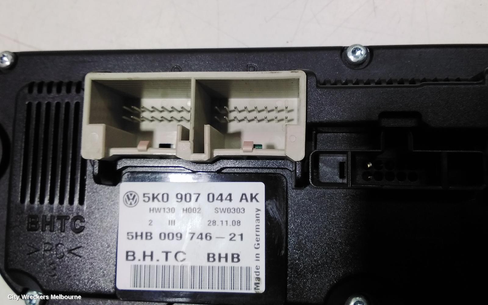 VOLKSWAGEN GOLF HEATER/AC CONTROLS, GEN 6, CLIMATE CONTROL, NON SEAT WARMER, 12/2008 - 03/2013