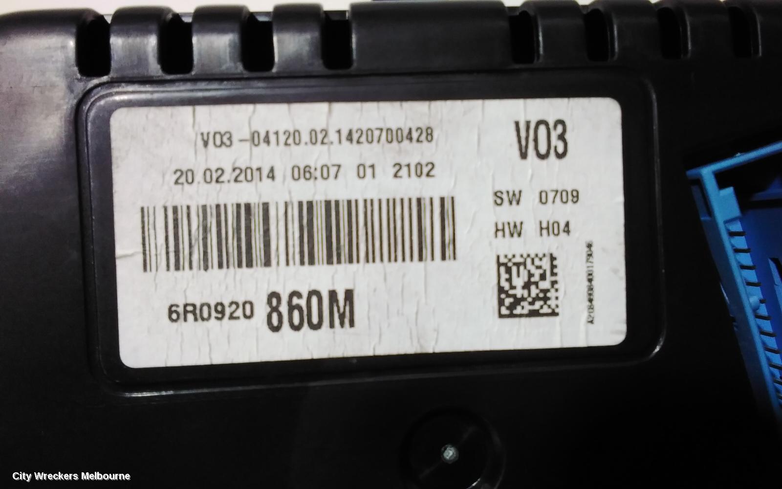 VOLKSWAGEN POLO INSTRUMENT CLUSTER, DIESEL, AUTO T/M, 6R, 05/2010 - 05/2014