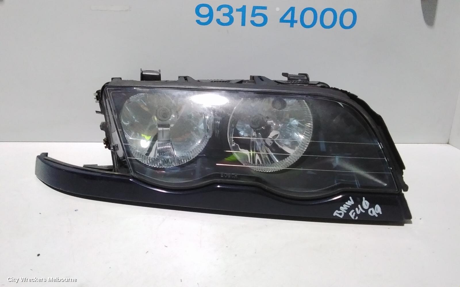 BMW 3 SERIES RIGHT HEADLAMP, E46, SEDAN, STANDARD, 09/1998 - 09/2001