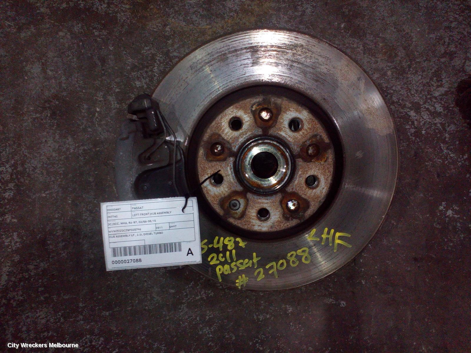 VOLKSWAGEN PASSAT LEFT FRONT HUB ASSEMBLY, 3C/3CC, MK6, B6-B7, 03/2006 - 05/2015