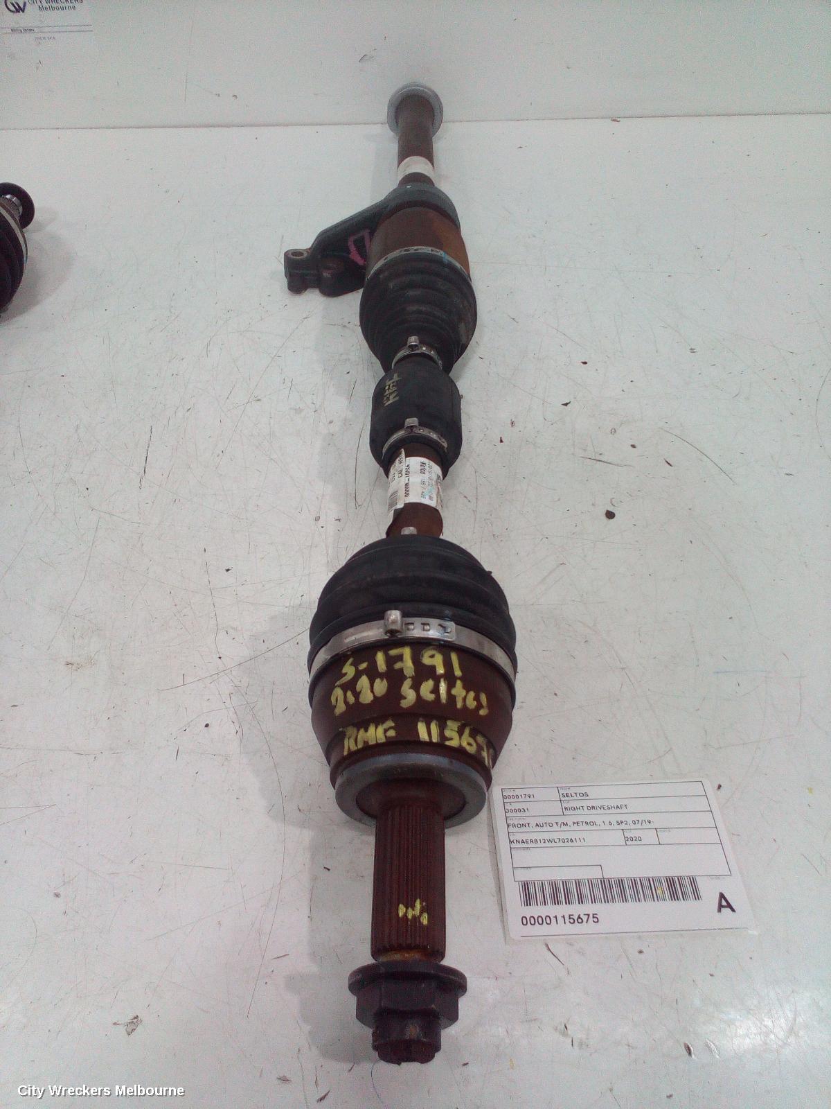 KIA SELTOS RIGHT DRIVESHAFT, FRONT, AUTO T/M, PETROL, 1.6, SP2, 07/2019 ONWARDS