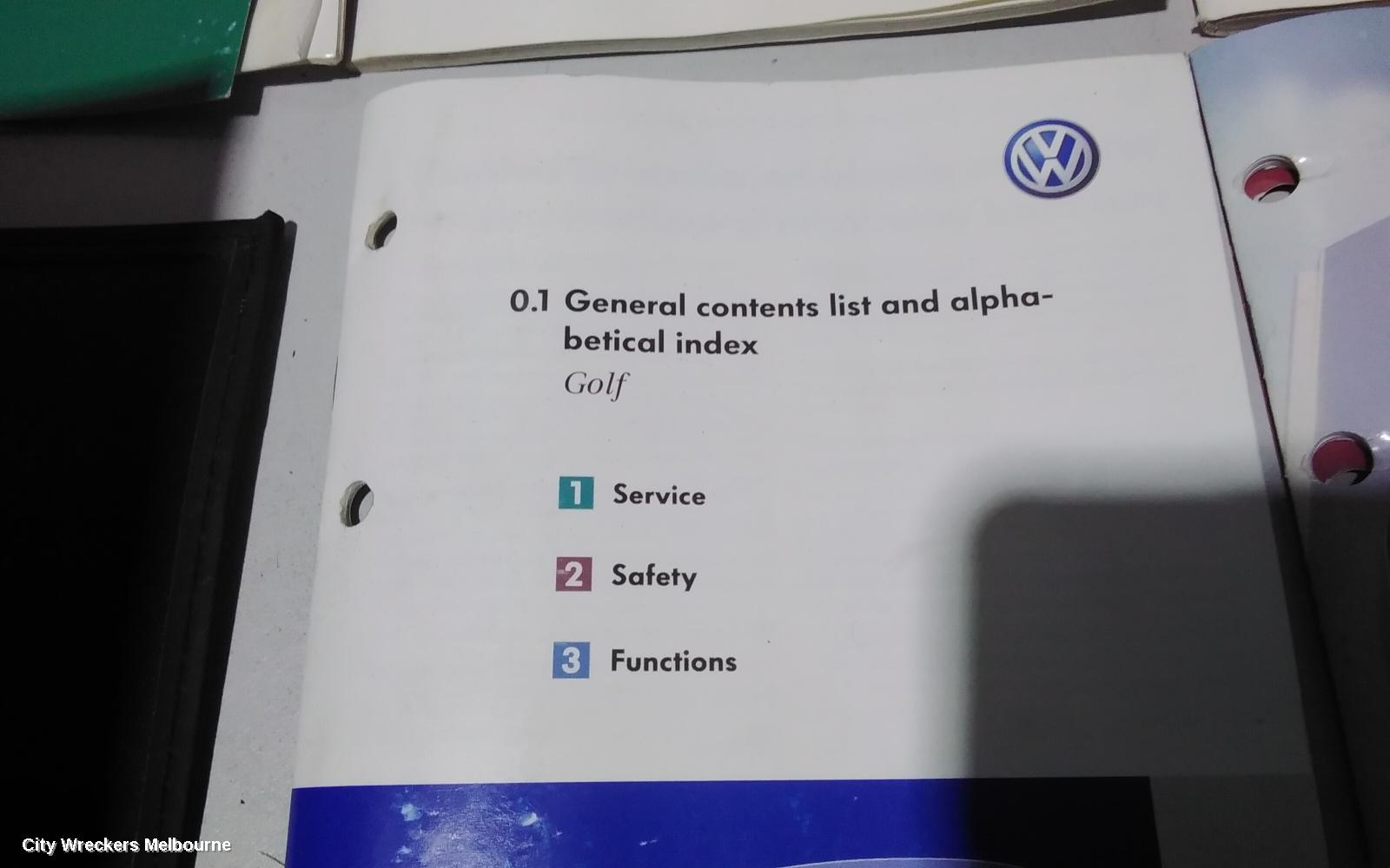 VOLKSWAGEN GOLF OWNERS HANDBOOK, GEN 6, DIESEL, 12/2008 - 03/2013