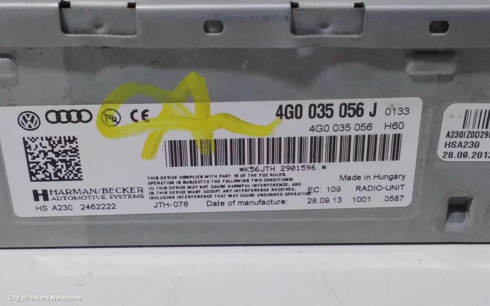 AUDI Q3 RADIO/CD/DVD/SAT/TV, HEAD UNIT/CONTROL UNIT, 8U, 03/2012 - 12/2018