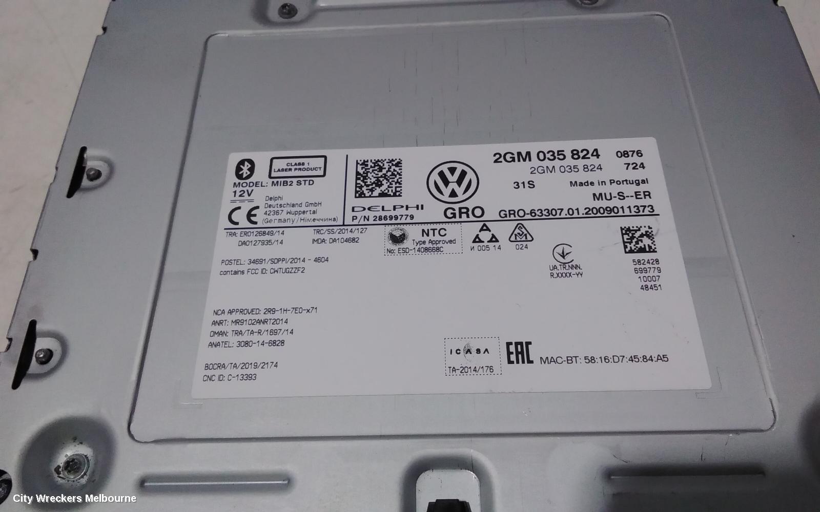VOLKSWAGEN T-CROSS RADIO/CD/DVD/SAT/TV, DISPLAY UNIT, COMPOSITION MEDIA, 8IN TOUCHSCREEN, NON SAT NAV TYPE, C1, 01/2020 ONWARDS