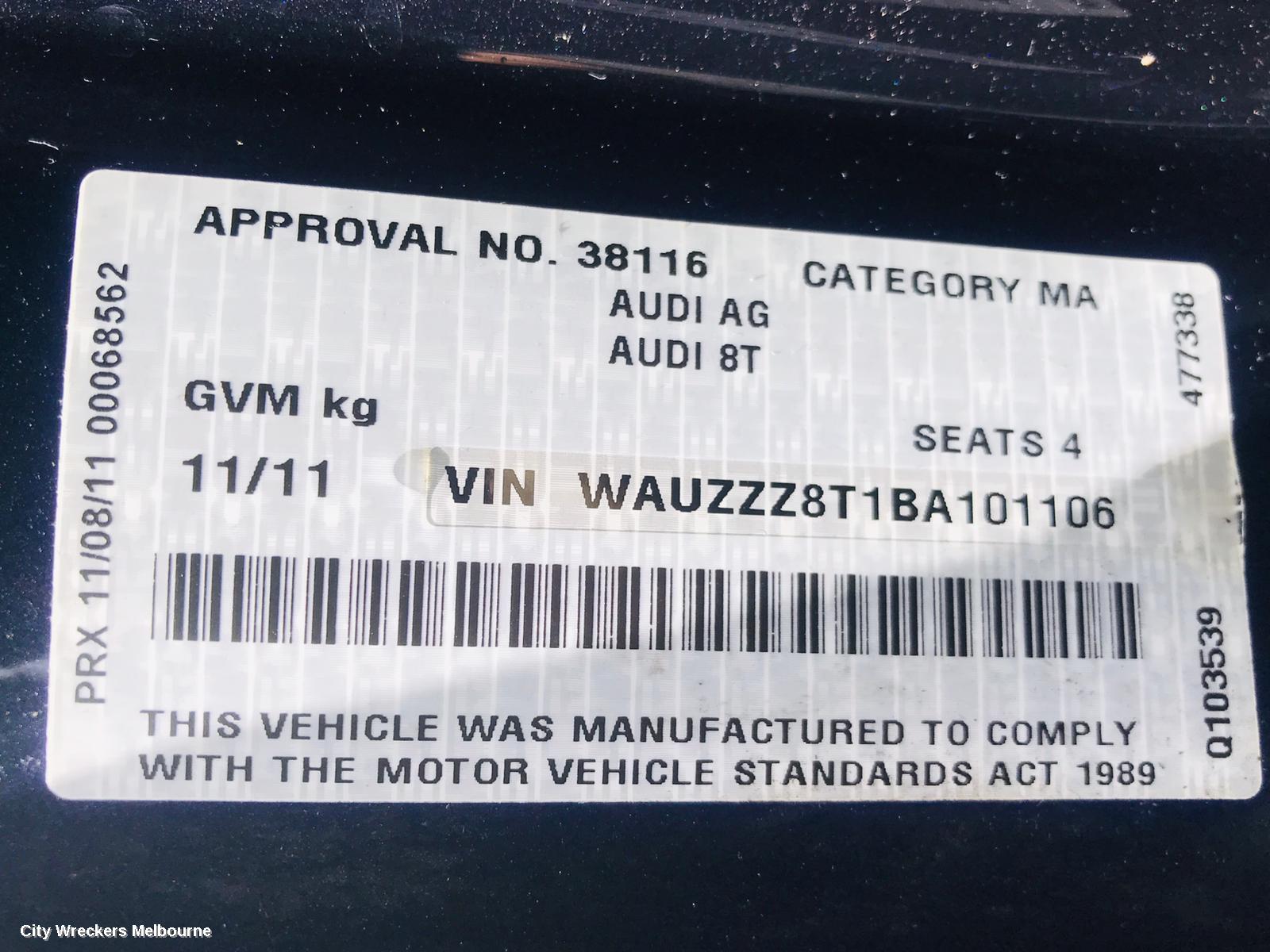 AUDI A5 BOOTLID/TAILGATE, TAILGATE, 8T, HATCH, A5/S5, 10/2009 - 11/2016
