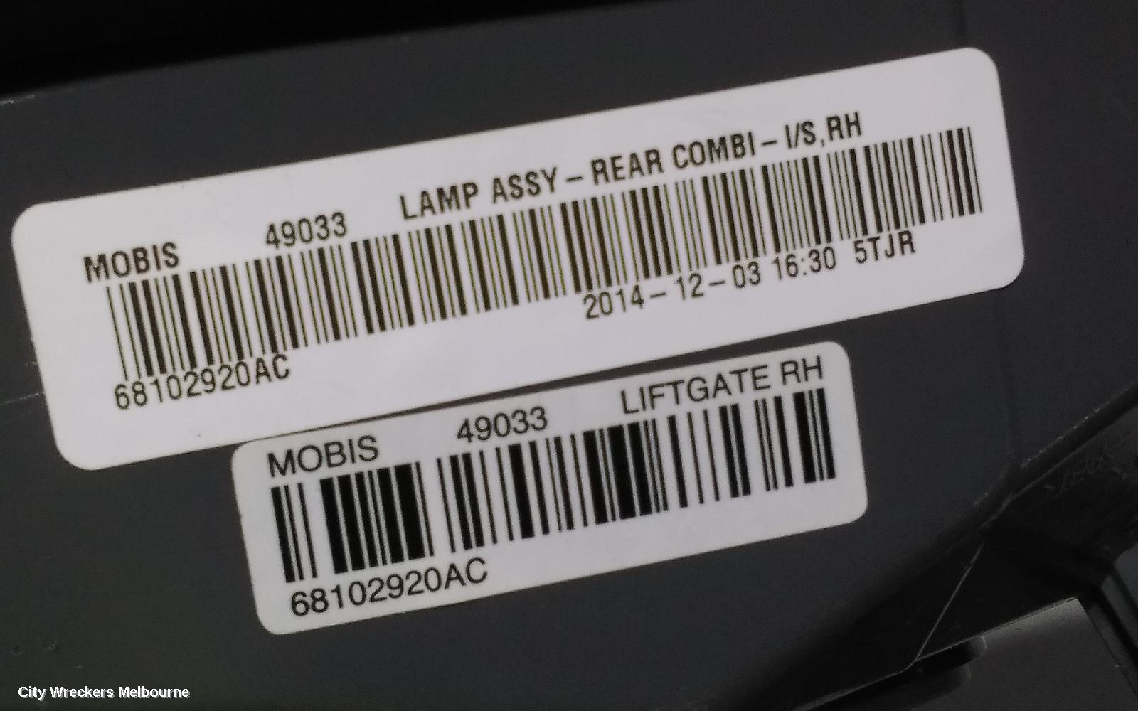 JEEP CHEROKEE REAR GARNISH, TAILGATE LAMP (RH SIDE), KL, 02/2014 - 03/2018