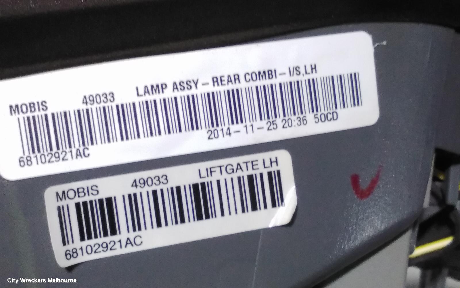 JEEP CHEROKEE REAR GARNISH, TAILGATE LAMP (LH SIDE), KL, 02/2014 - 03/2018