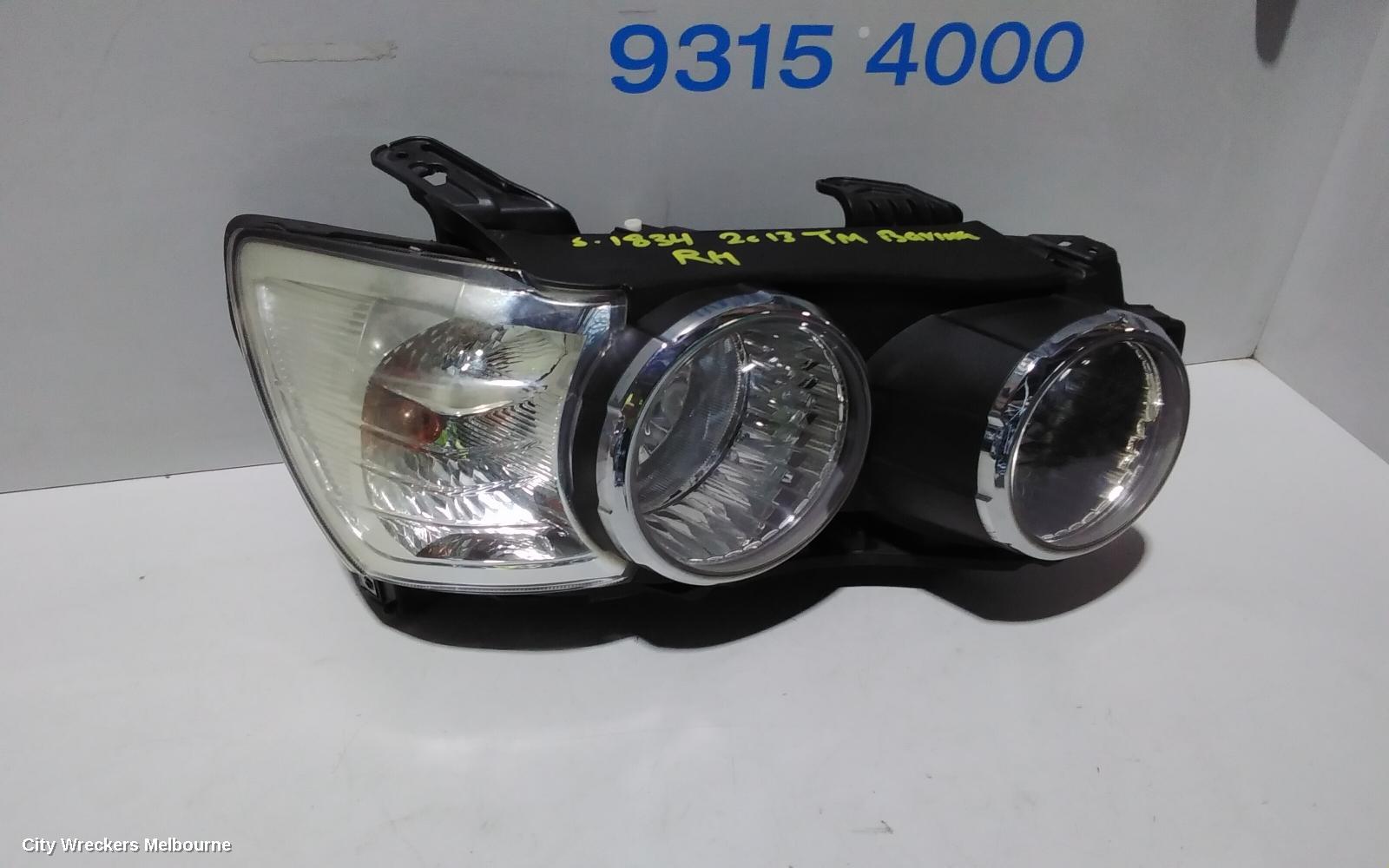 HOLDEN BARINA RIGHT HEADLAMP, TM, W/ CHROME RING TYPE, 08/2011 - 08/2016