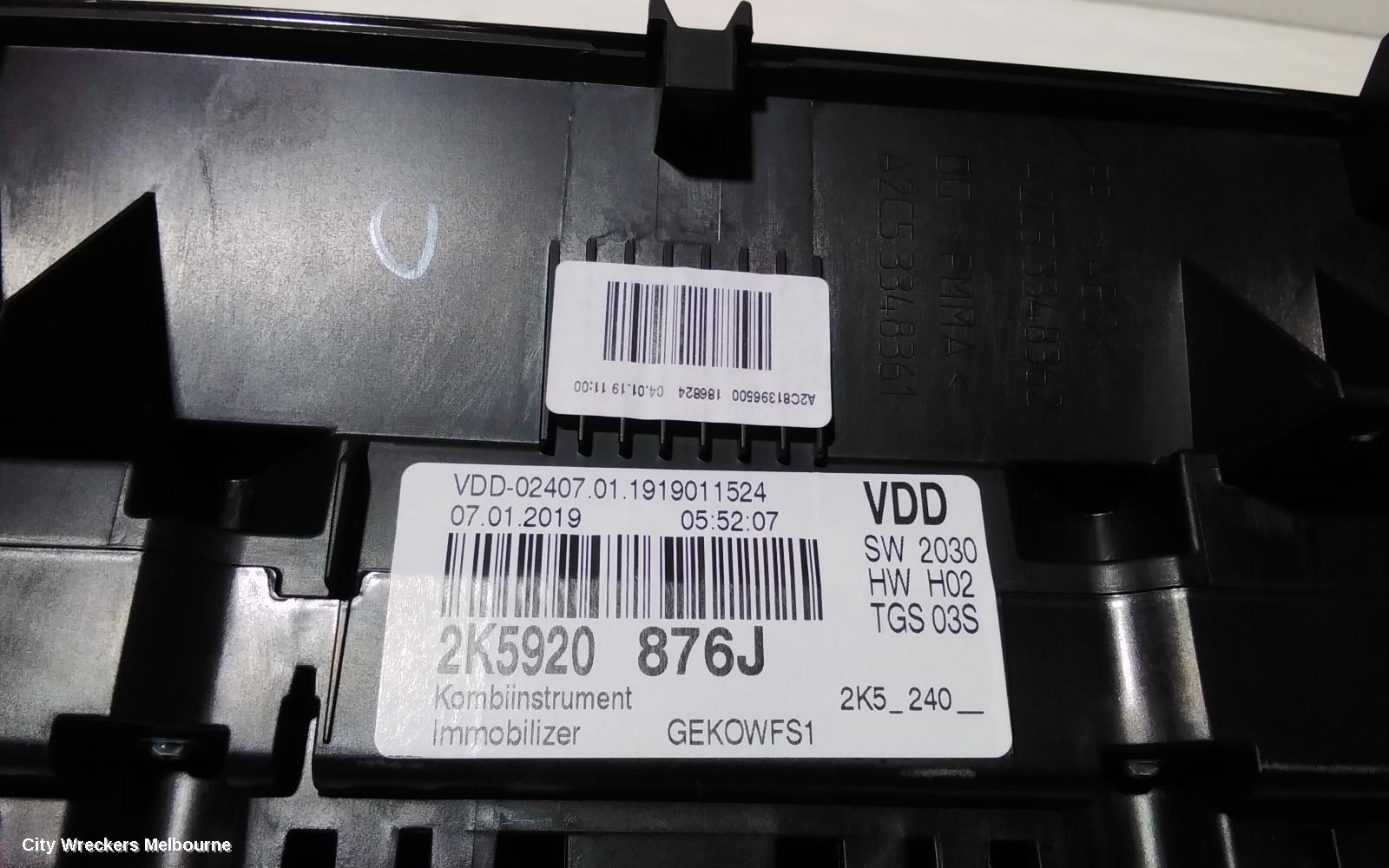 VOLKSWAGEN CADDY INSTRUMENT CLUSTER, PETROL, 2KN, 12/2015 - 02/2021