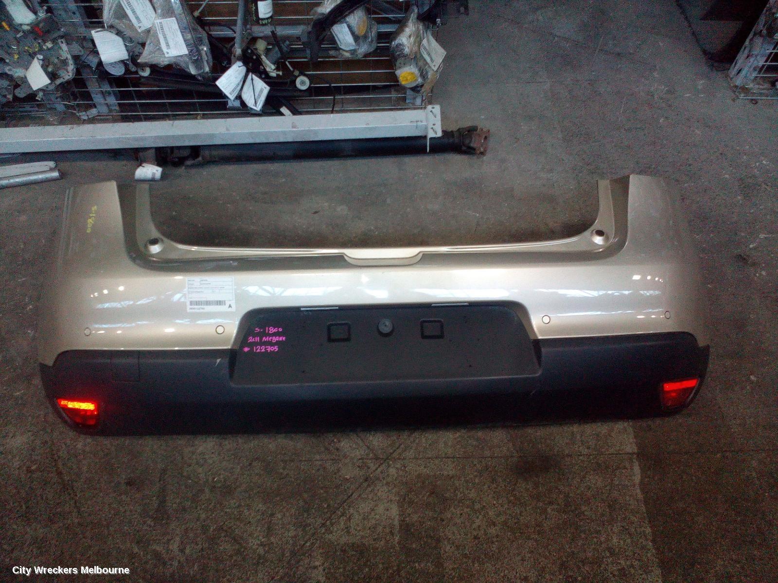 RENAULT MEGANE REAR BUMPER, BUMPER BAR (UPPER), X32/X95, 5DR HATCH, SPORT EDITION/PRIVILEGE, W/ PARK SENSOR TYPE, 09/2010 - 06/2013