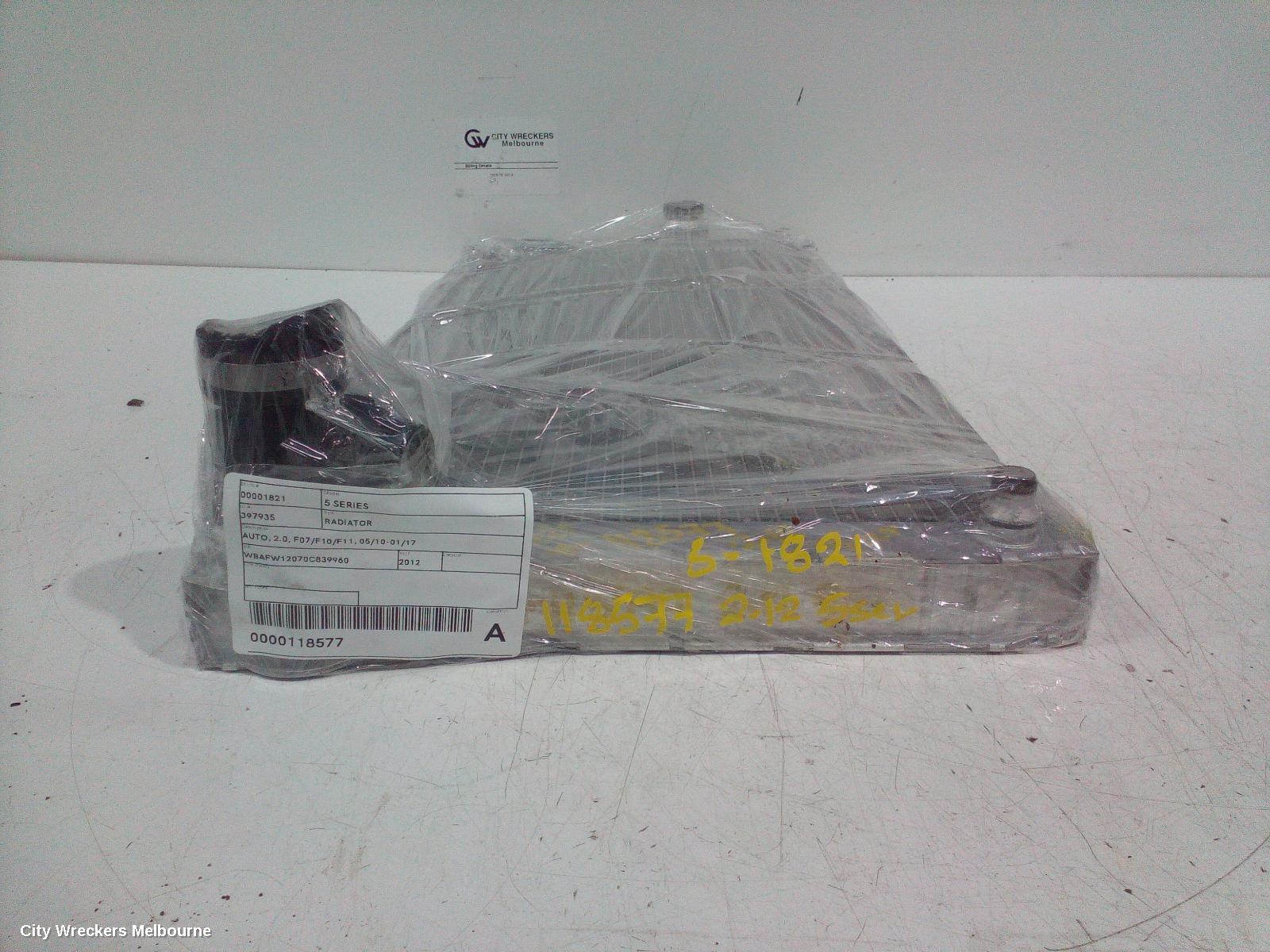BMW 5 SERIES RADIATOR, AUTO, 2.0, F07/F10/F11, 05/2010 - 01/2017