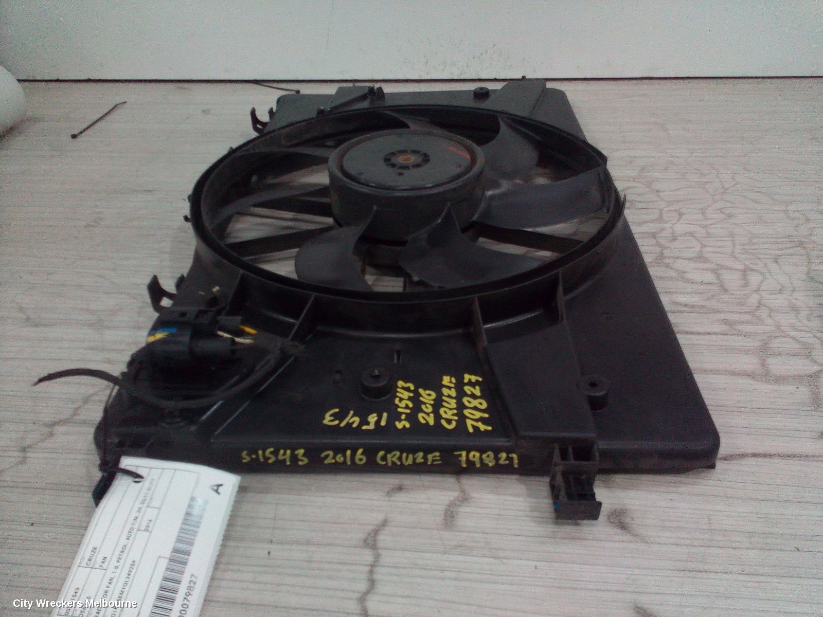 HOLDEN CRUZE FAN, RADIATOR FAN, 1.8, PETROL, AUTO T/M, JH, 03/2011 - 01/2017