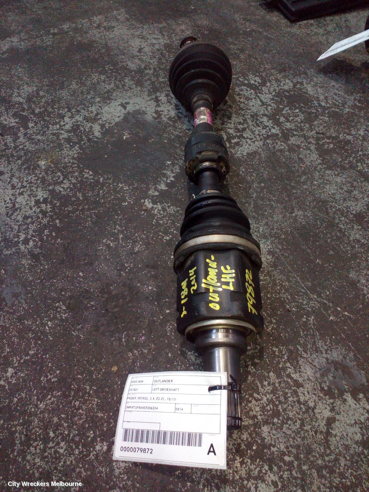 MITSUBISHI OUTLANDER LEFT DRIVESHAFT, FRONT, AWD, PETROL, 2.4, ZJ-ZL, 11/2012 - 07/2021