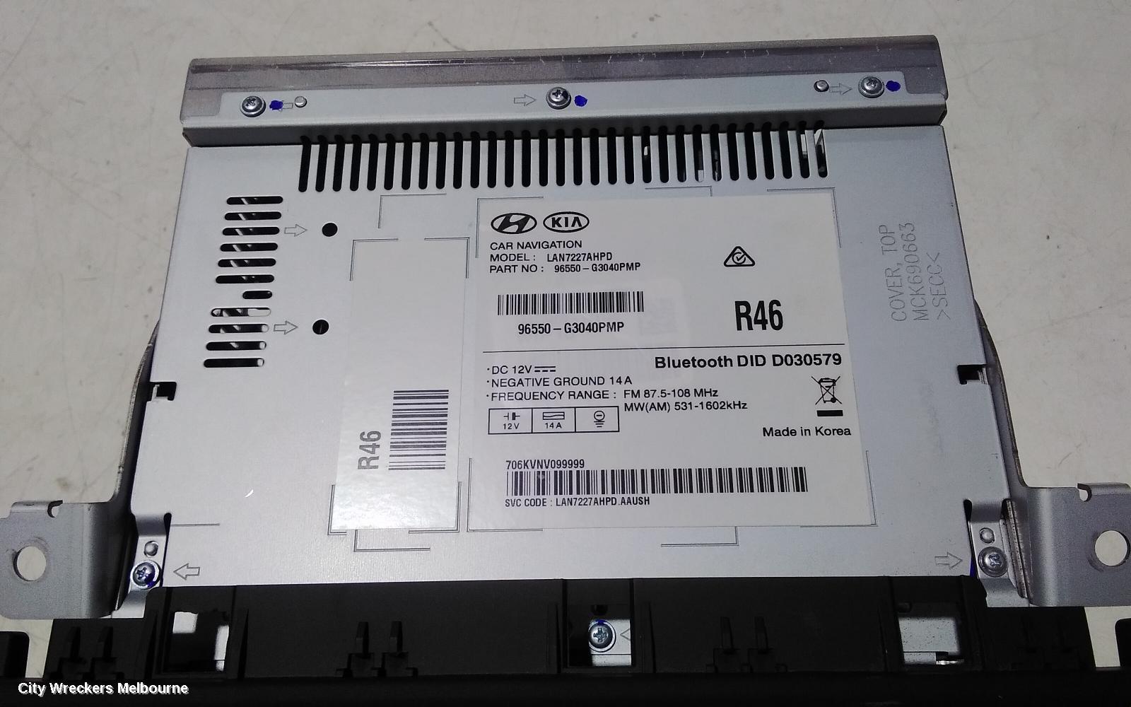 HYUNDAI I30 RADIO/CD/DVD/SAT/TV, HEAD UNIT & DISPLAY, 8 IN, SAT NAV/STANDARD AUDIO TYPE, (S. KOREA VIN KMHH), PD, HATCH, 03/2017 - 07/2020