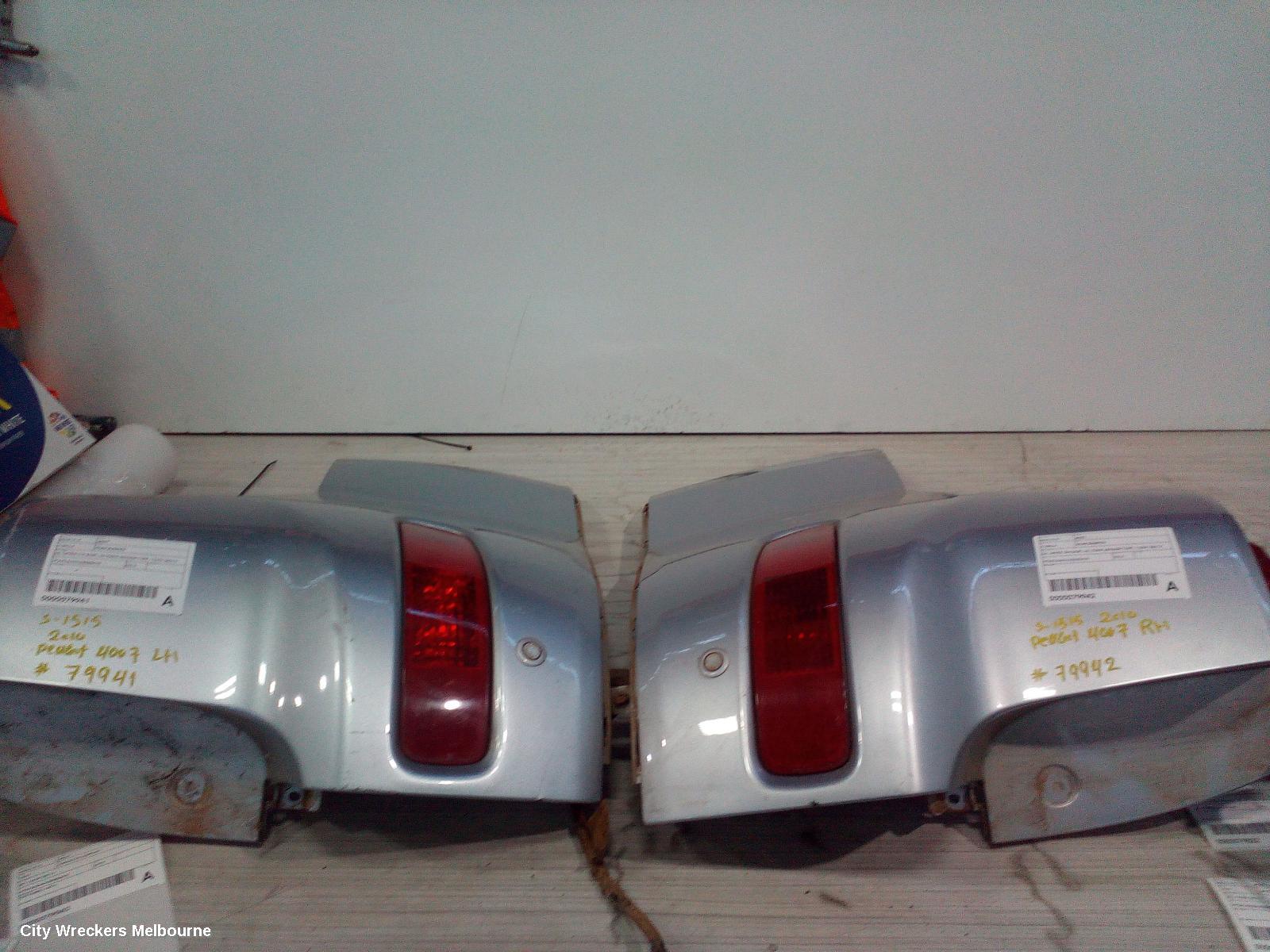 PEUGEOT 4007 REAR BUMPER, GS, UPPER (LH SIDE), W/ PARK SENSOR TYPE, 10/2009 - 08/2013
