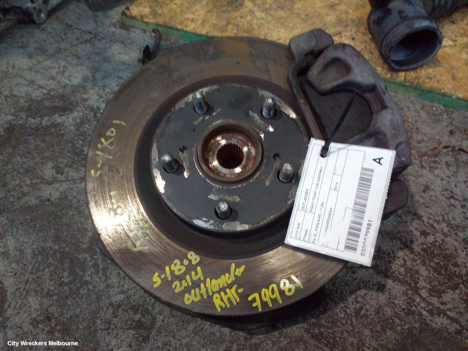 MITSUBISHI OUTLANDER RIGHT FRONT HUB ASSEMBLY, ZG-ZL, FWD/AWD, 11/2006 ONWARDS