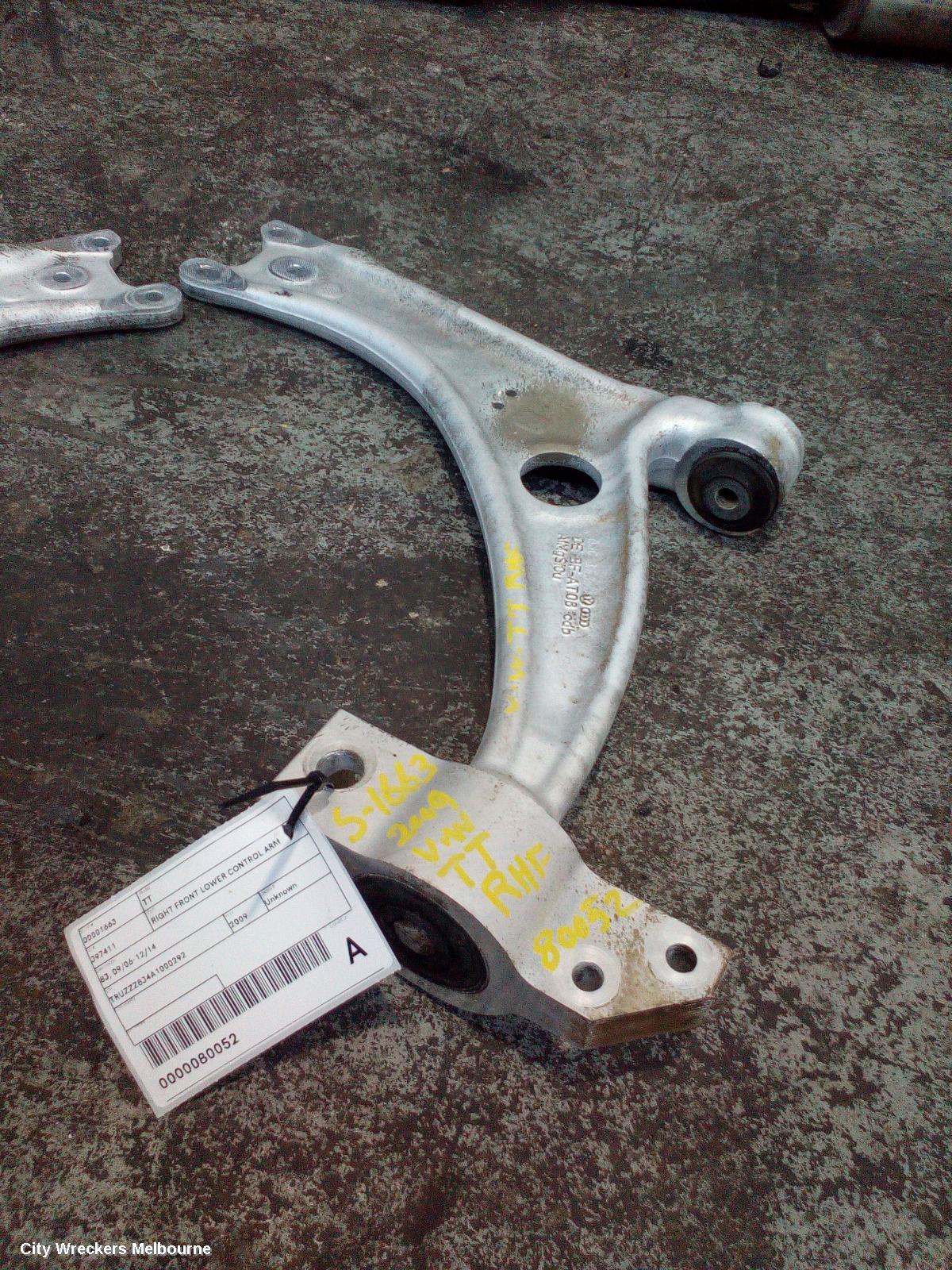 AUDI TT RIGHT FRONT LOWER CONTROL ARM, 8J, 09/2006 - 12/2014