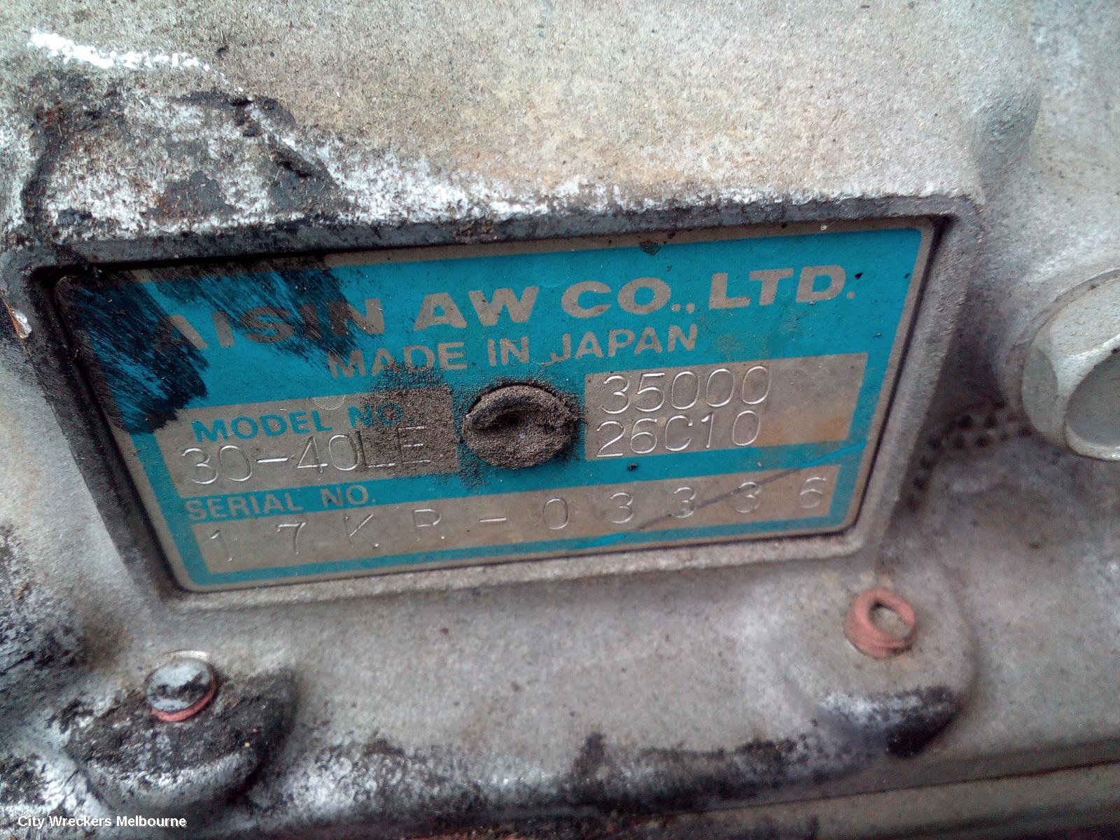 TOYOTA HIACE TRANS/GEARBOX, AUTO, RWD, DIESEL, 3.0, 1KD-FTV, KDH, A340E CODE, NON-SPEEDO DRIVE (SINGLE SENSOR TYPE), 12/2013 - 04/2019