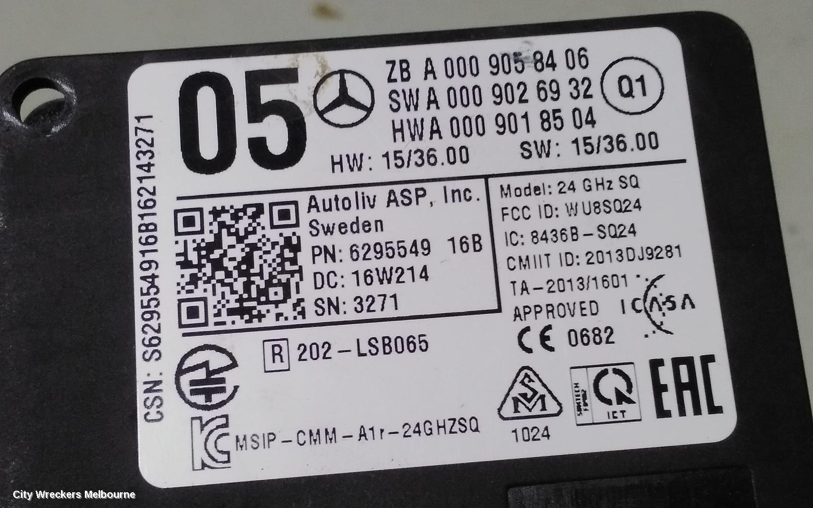 MERCEDES CLA CLASS, C117, 10/2013 - 02/2019, BENZ ML W166 FRONT CENTRAL RADAR SENSOR A000 902 69 32 OEM: 80078