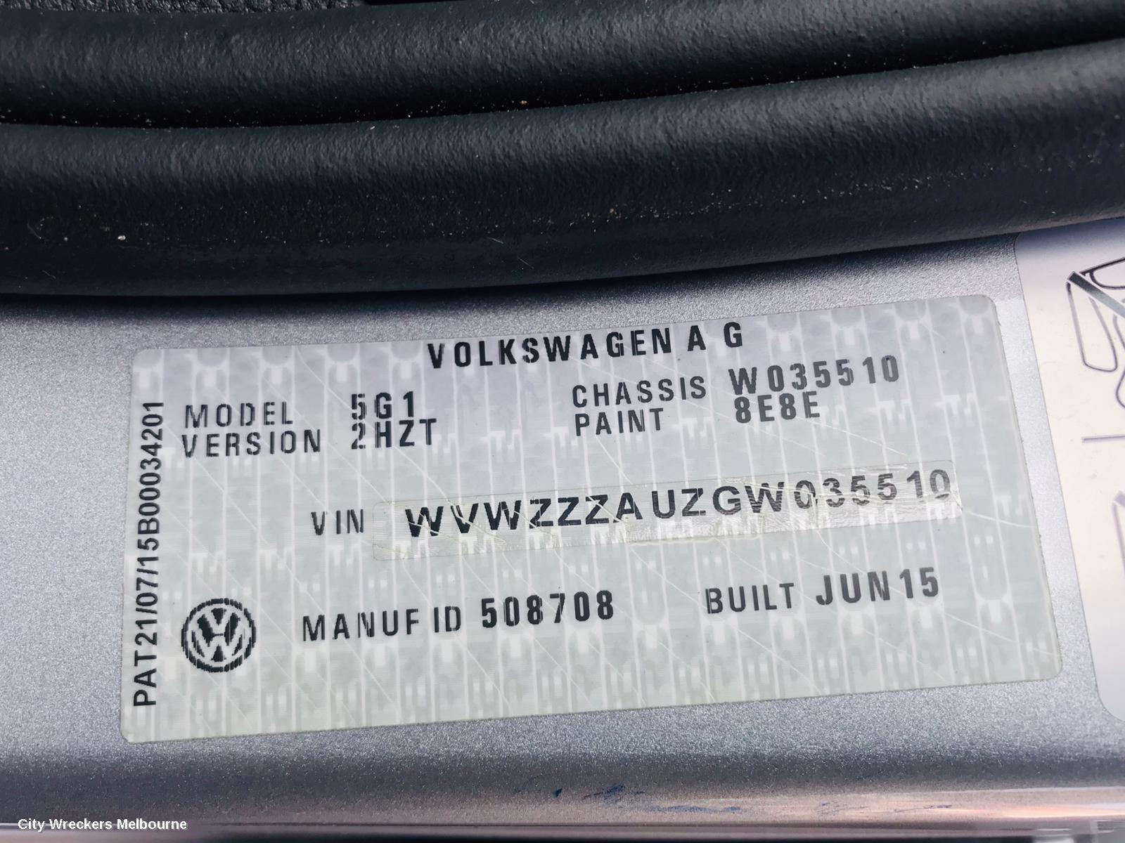 VOLKSWAGEN GOLF R/BAR BRACKET/REINFO, MAIN REINFORCEMENT, GEN 7, HATCH, 03/2013 ONWARDS