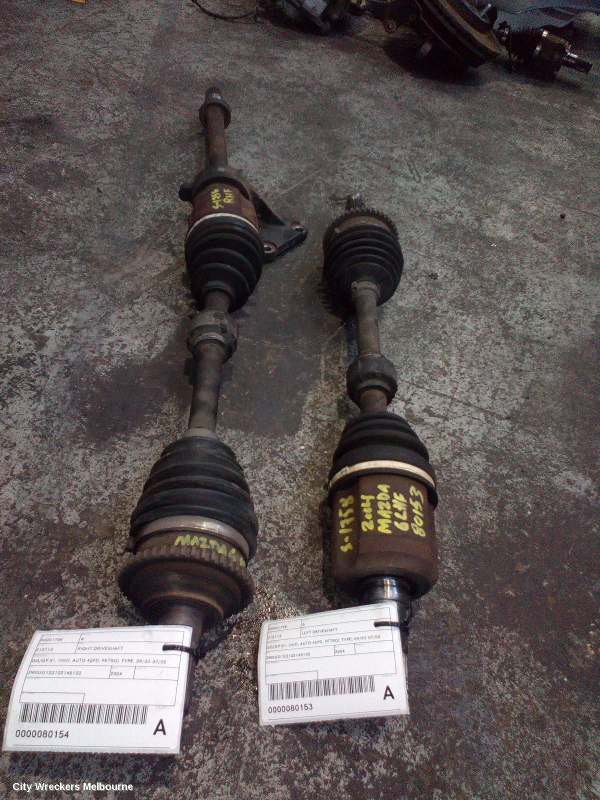 MAZDA 6 RIGHT DRIVESHAFT, GG/GY S1, 2WD, AUTO 4SPD, PETROL TYPE, 09/2002 - 07/2005