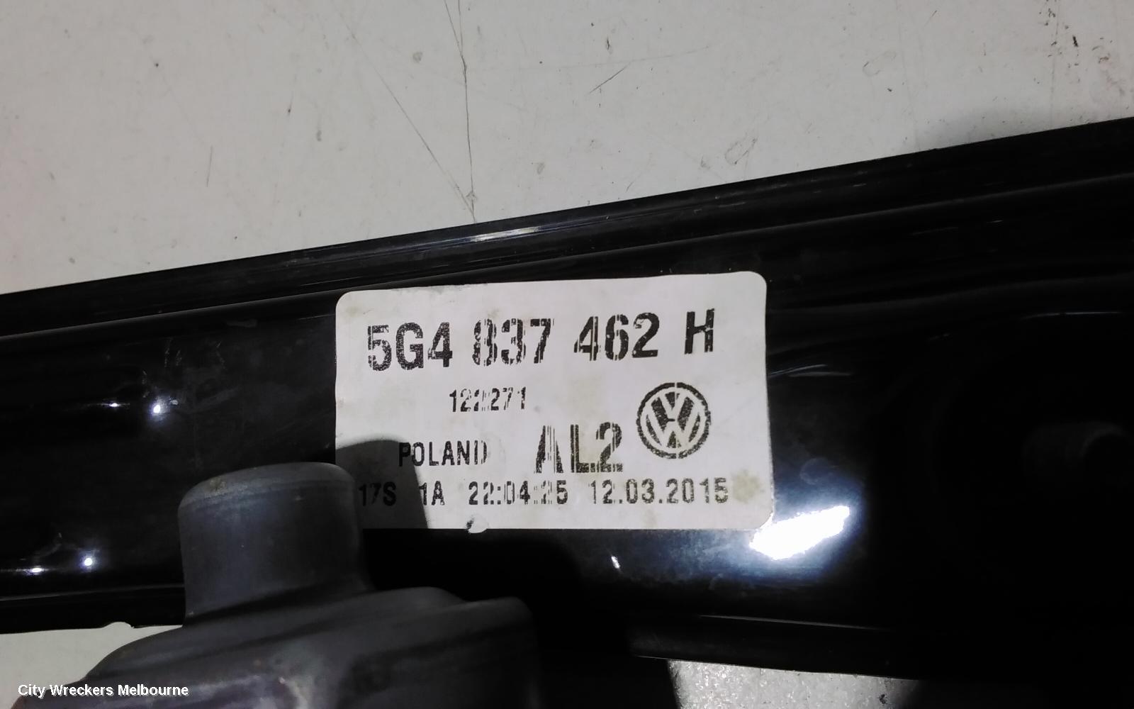 VOLKSWAGEN GOLF RIGHT FRONT WINDOW REG/MOTOR, GEN 7, 5DR HATCH/WAGON, 03/2013 - 08/2020
