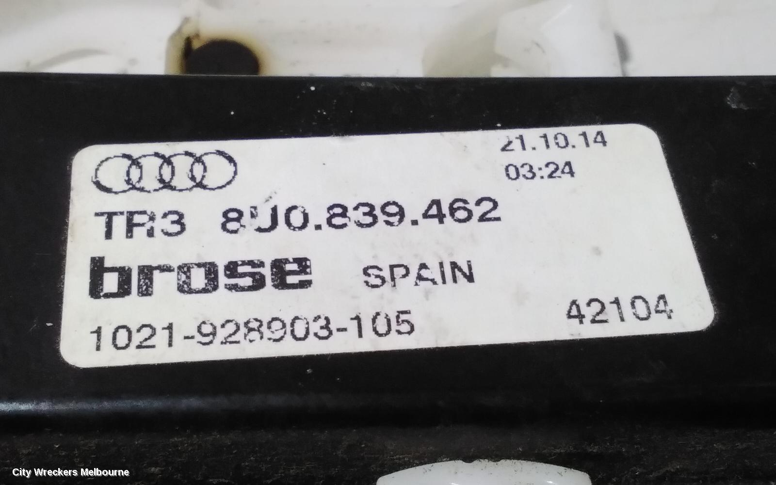 AUDI Q3 RIGHT REAR WND REG/MOTOR, 8U, 03/2012 - 12/2018