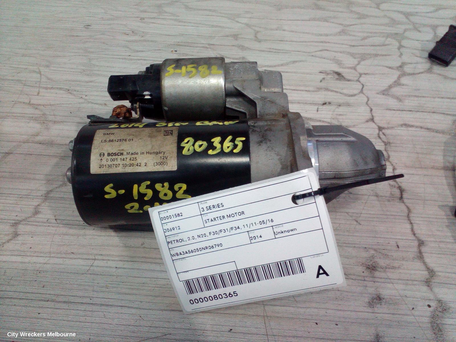 BMW 3 SERIES STARTER, PETROL, 2.0, N20, F30/F31/F34, 11/2011 - 05/2016