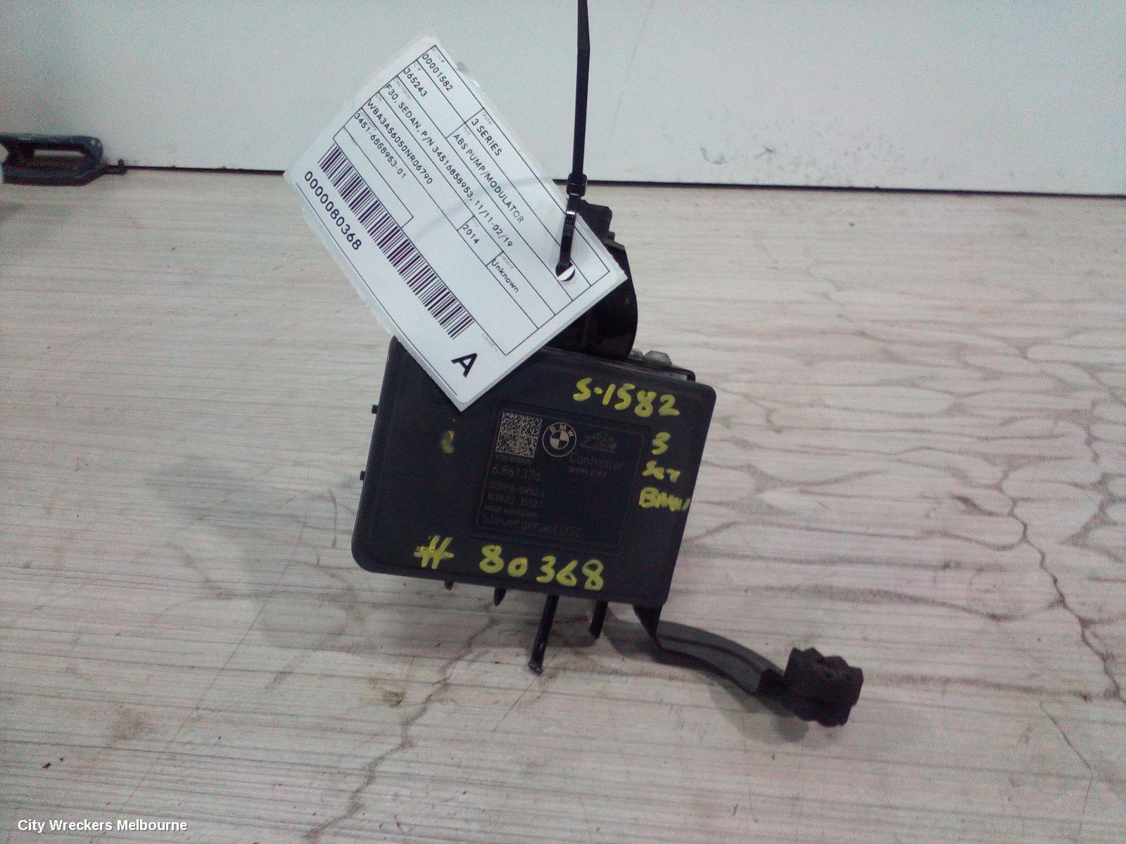 BMW 3 SERIES ABS PUMP/MODULATOR, F30, SEDAN, P/N 34516858953, 11/2011 - 02/2019
