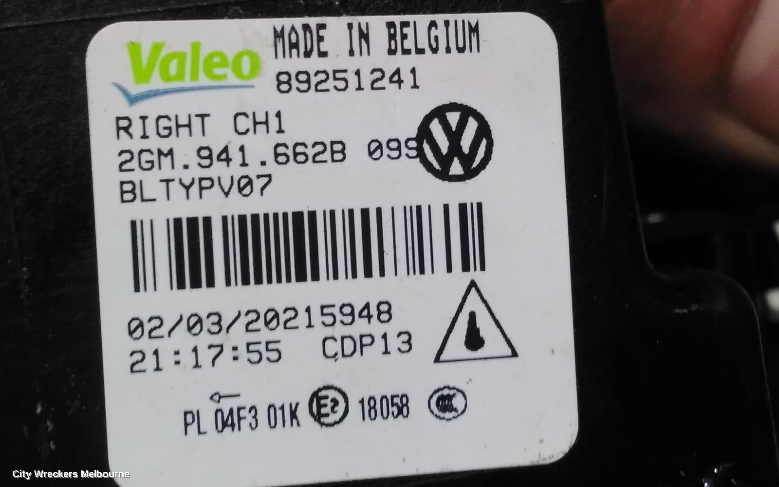 VOLKSWAGEN T-CROSS RIGHT INDICATOR/FOG/SIDE, BUMPER FOGLAMP, HALOGEN, C1, 01/2020 ONWARDS
