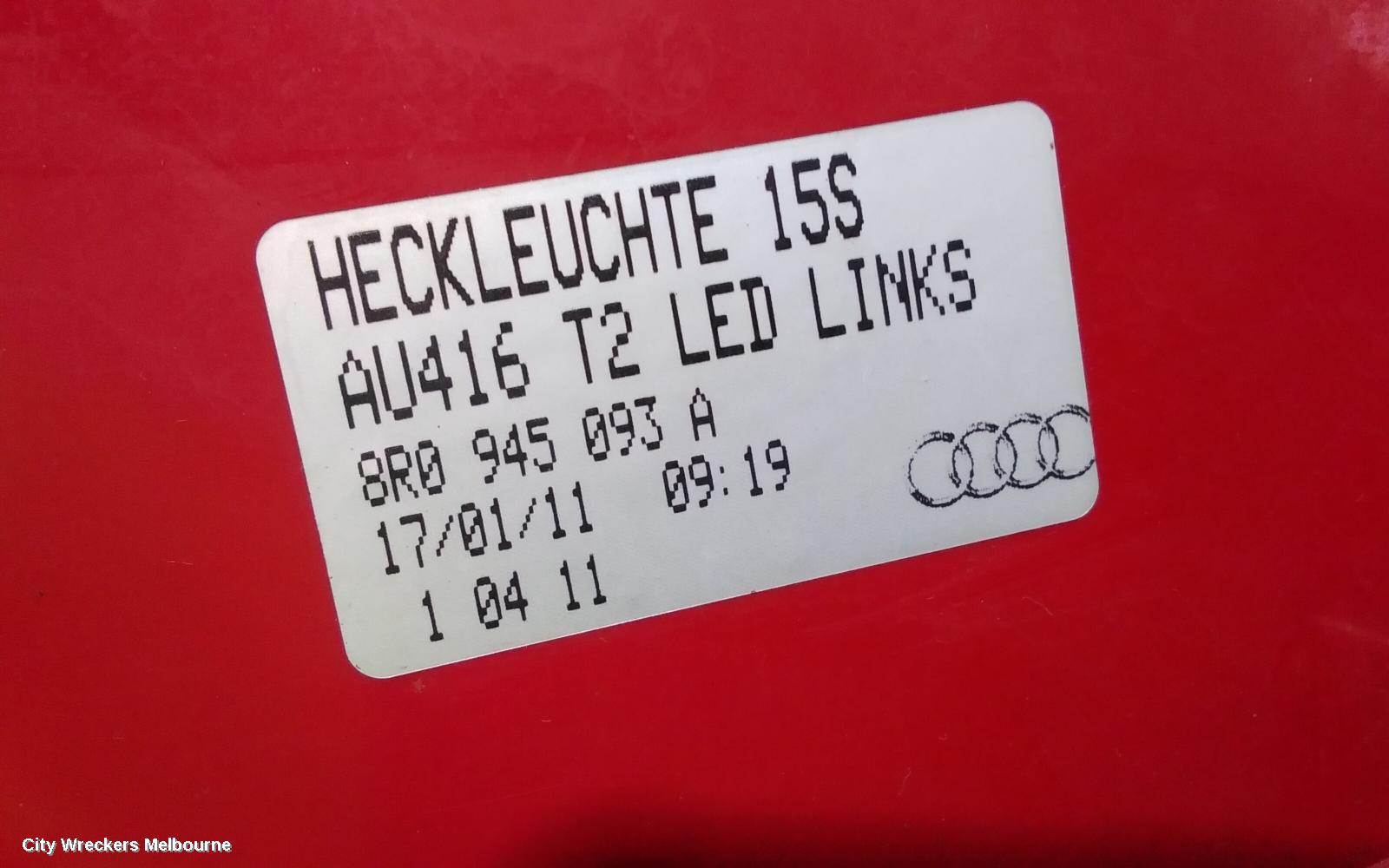 AUDI Q5 LEFT TAILLIGHT, IN TAILGATE, 8R, LED TYPE, 03/2009 - 09/2012