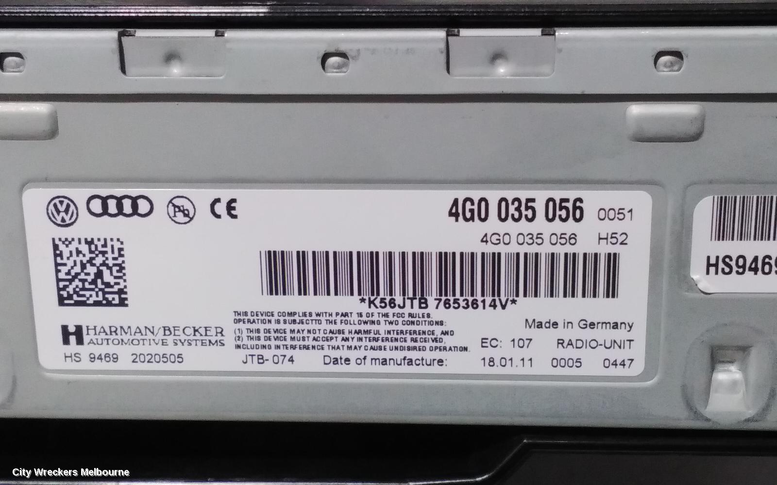 AUDI Q5 RADIO/CD/DVD/SAT/TV, MMI CONTROLS, 8R, P/N 8T0919609G, 03/2009 - 11/2012