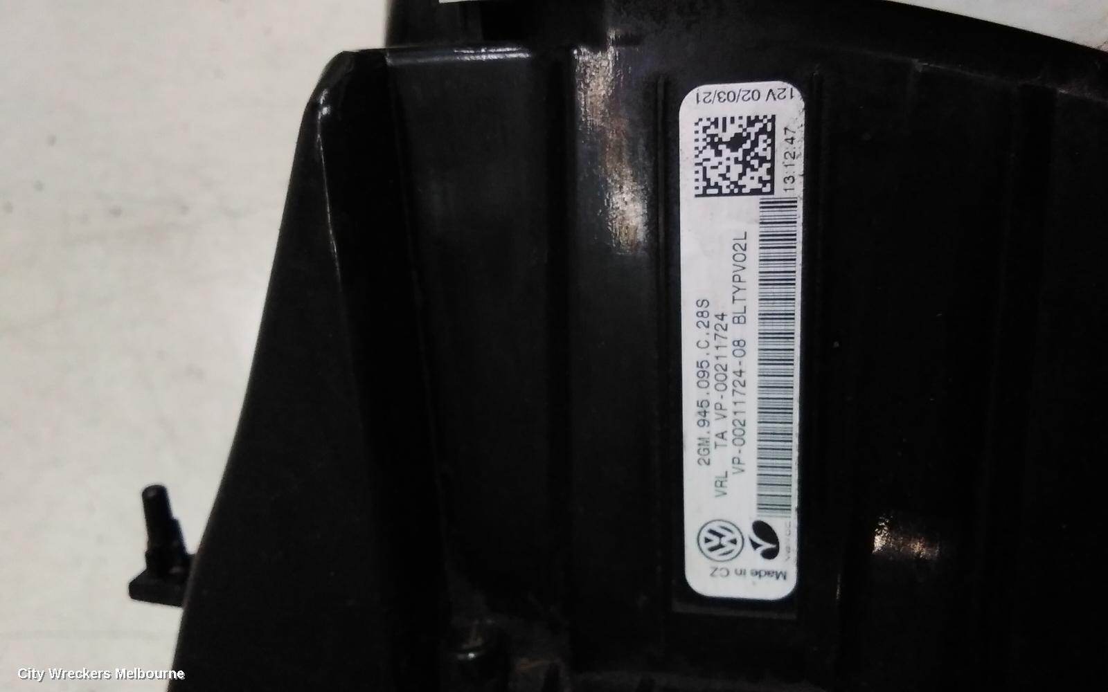 VOLKSWAGEN T-CROSS LEFT TAILLIGHT, C1, IN BODY, W/ LED TYPE, NON LIFE/CITYLIFE, 01/2020 - 03/2024
