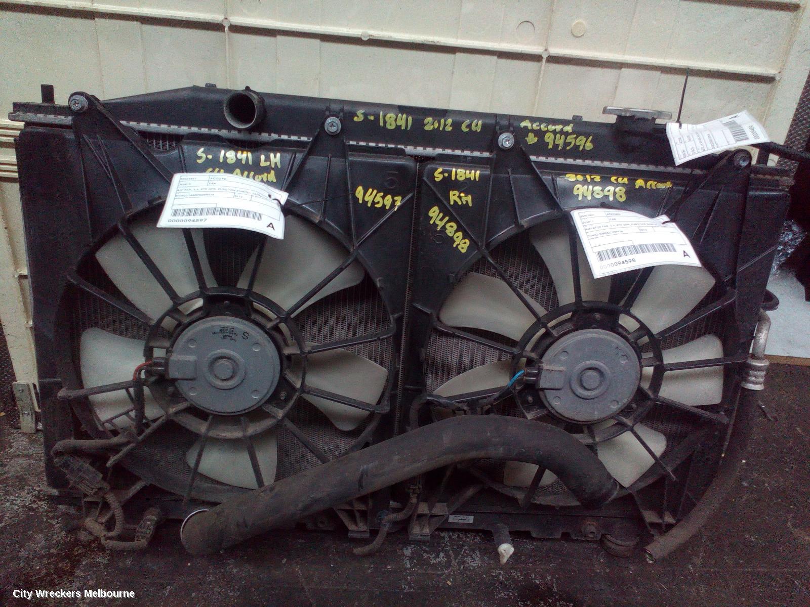 HONDA ACCORD FAN, A/C FAN, 2.4, 8TH GEN, EURO (VIN JHMCU), 06/2008 - 12/2015