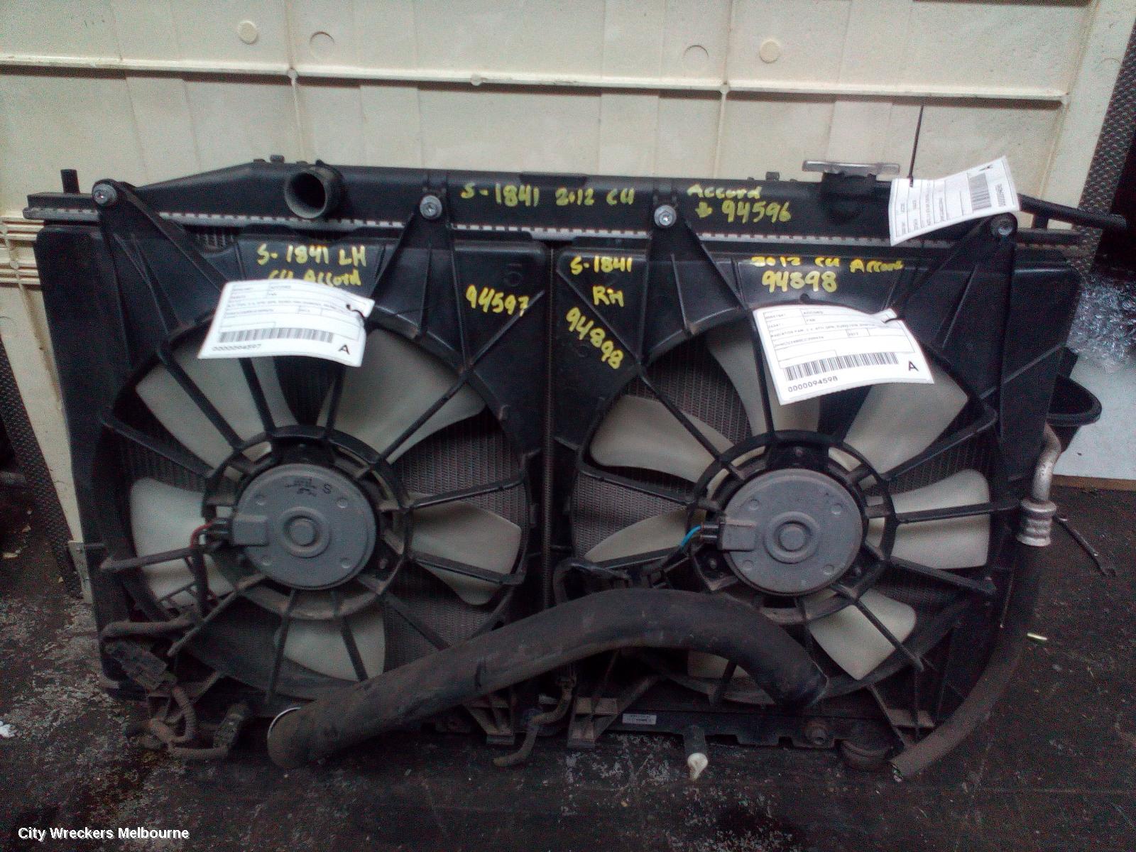 HONDA ACCORD FAN, RADIATOR FAN, 2.4, 8TH GEN, EURO (VIN JHMCU), 06/2008 - 12/2015