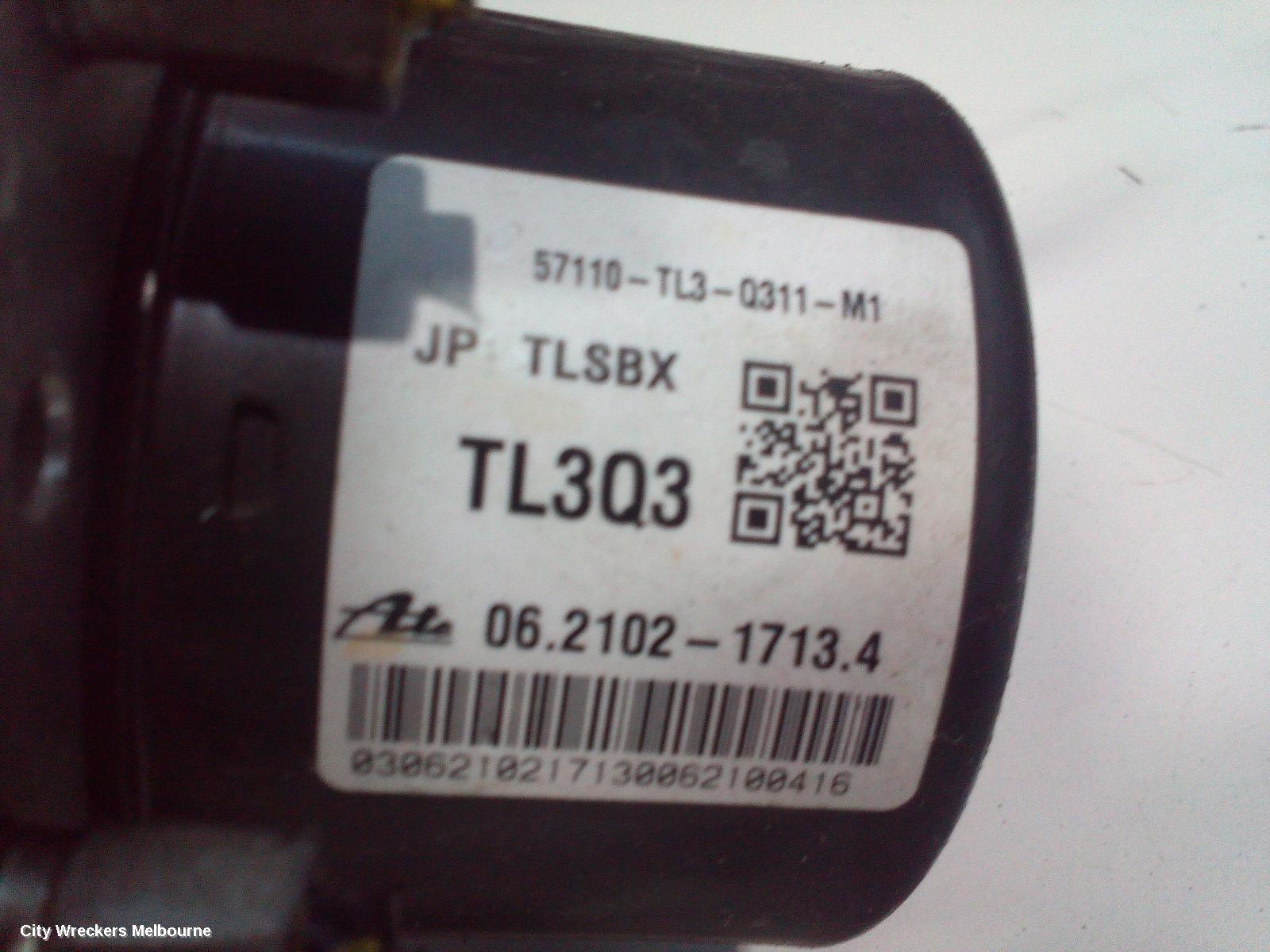HONDA ACCORD ABS PUMP/MODULATOR, 8TH GEN, EURO (VIN JHMCU), P/N TL3Q3, 07/2011 - 12/2015